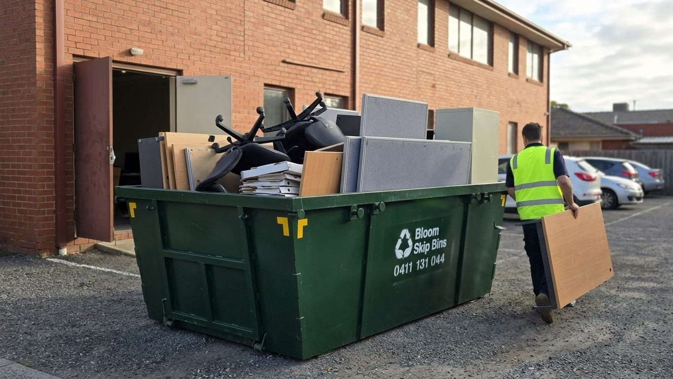 Bloom Skip Bins 6m³ bin during a Melbourne office floor clean-out